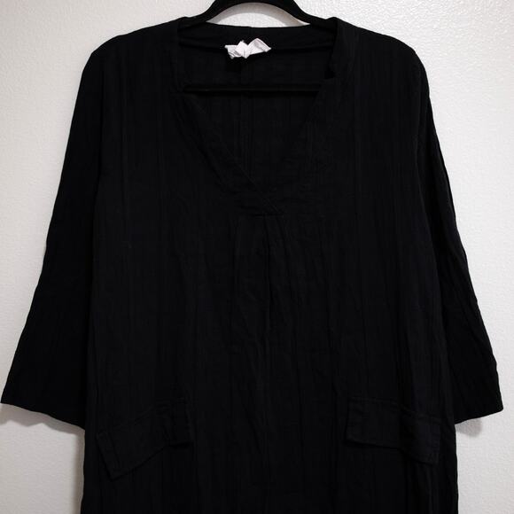 Pomander Place Carolina Caftan Black Windowpane V-Neck Resort Gauzy SZ XL - Picture 4 of 6